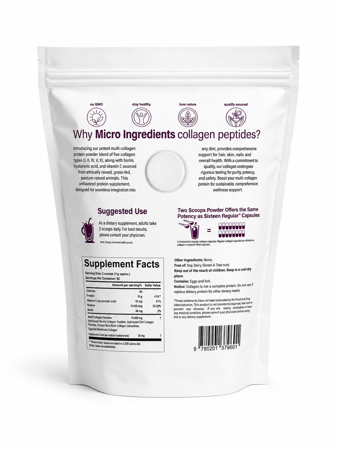 Multi Collagen Peptides etiqueta nutricional