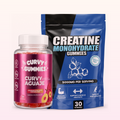 Pack Gym Gummies: Curvy Gummies delante de la bolsa de Creatine Monohydrate Gummies